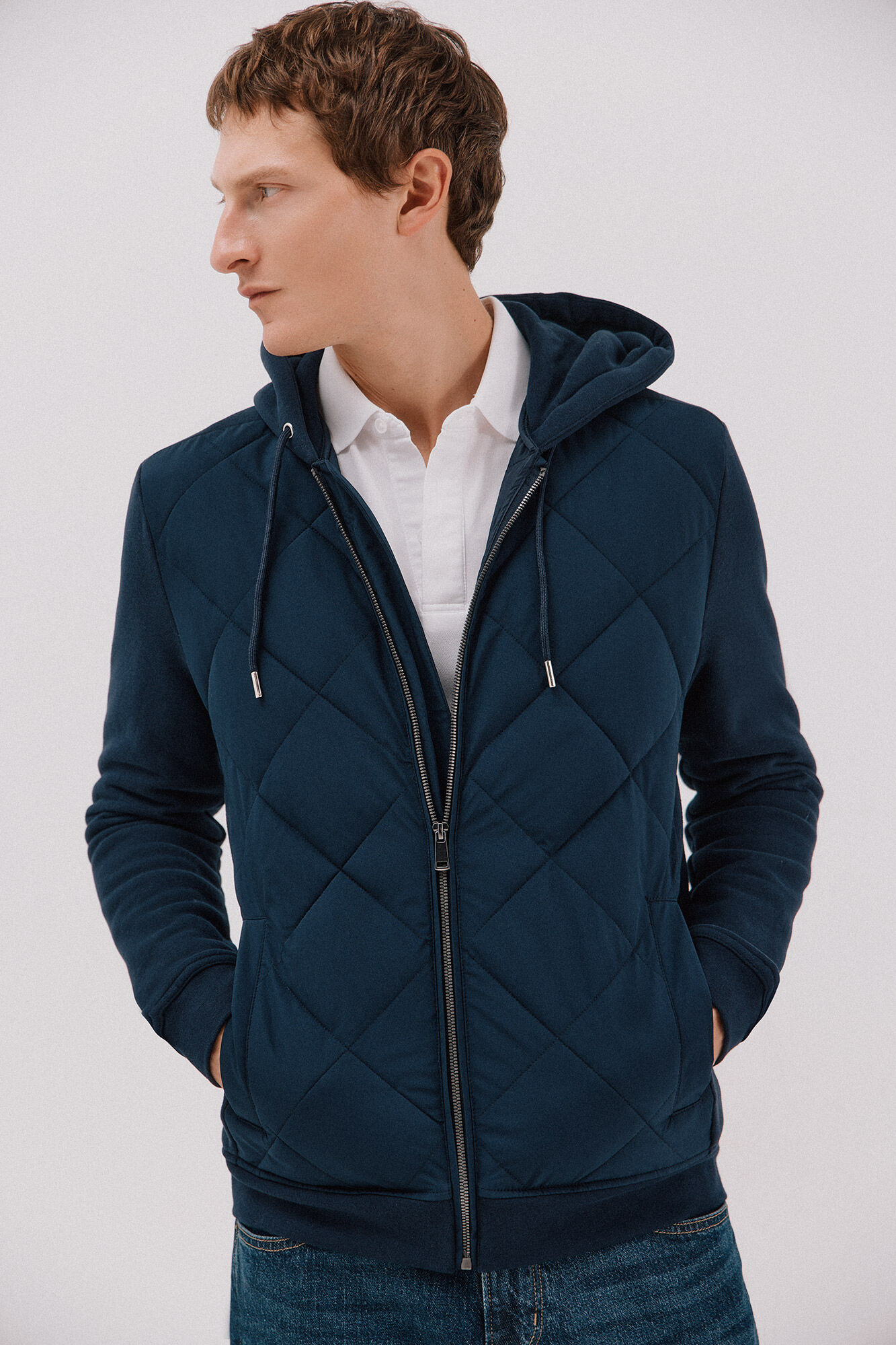 Cortefiel C&aacute;rdigan capucha tejido combinado