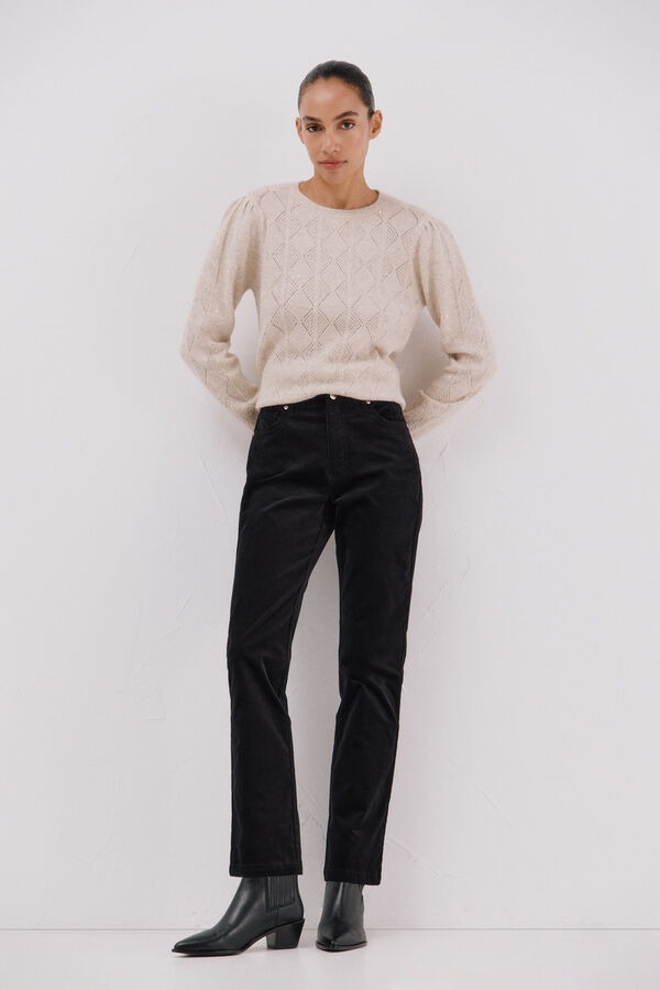 Cortefiel Pantal&oacute;n Sensational velvet Preto