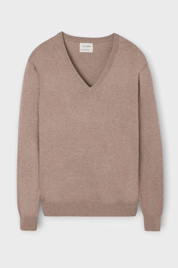 Silbon Jersey cuello pico retro Marrón