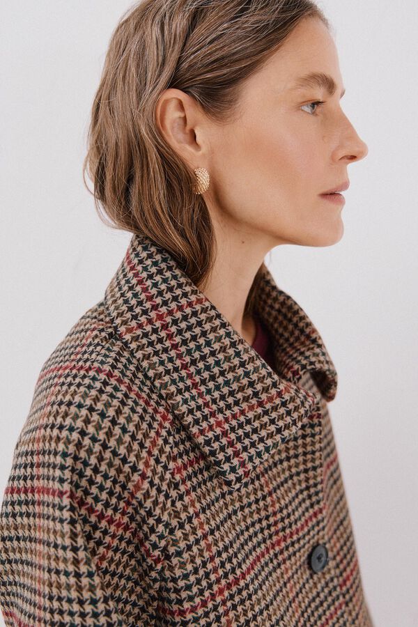 Cortefiel Short fabric coat Brown