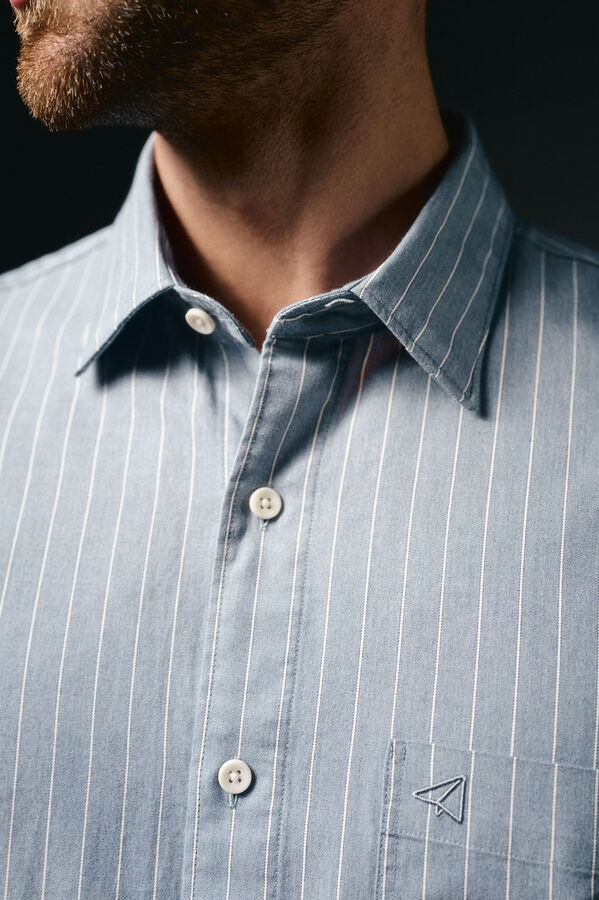 OOTO Camisa rayas twill Azul oscuro