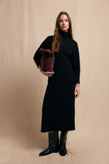 Slowlove Vestido canelado de gola alta Preto