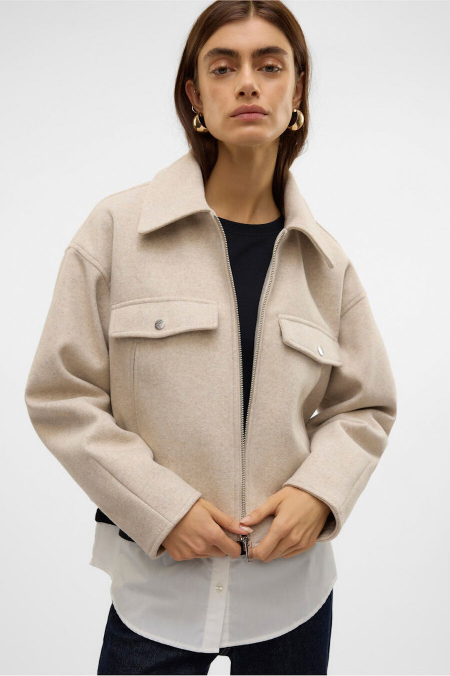 Chaqueta fieltro manga larga