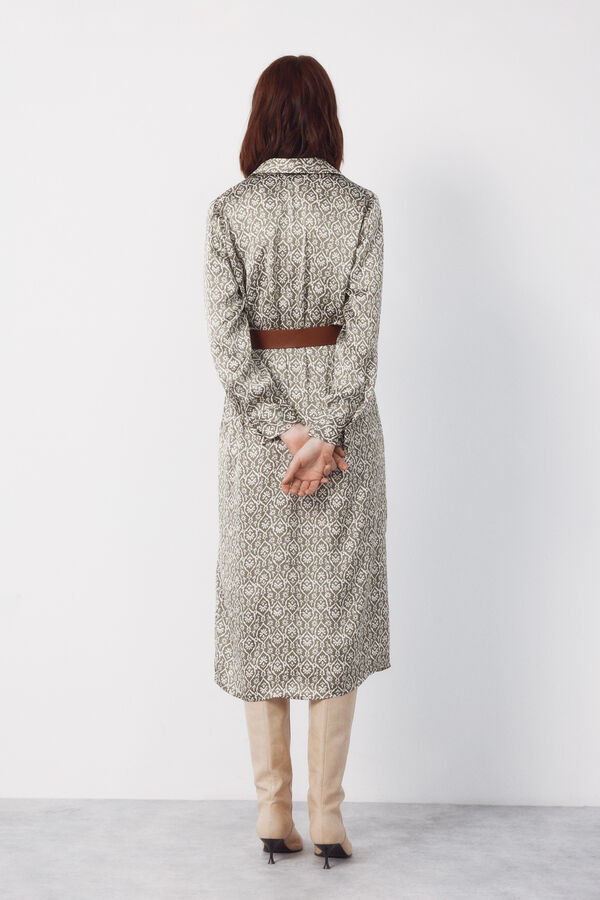 Cortefiel Satin shirt dress Printed green