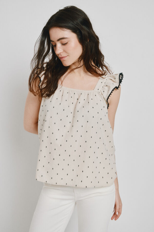 Vero Moda Top de al&ccedil;as com folhos Tostado