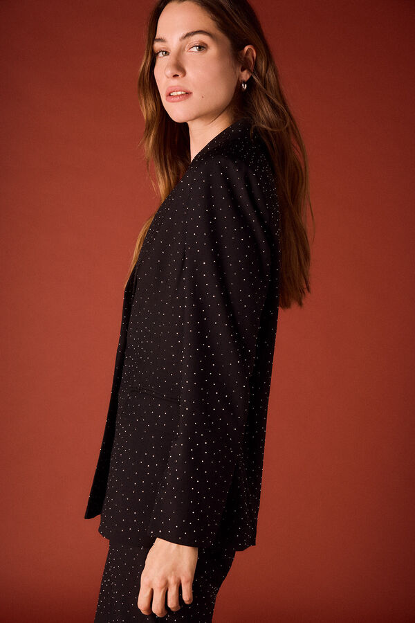 Slowlove Blazer ajustado com strass. Preto