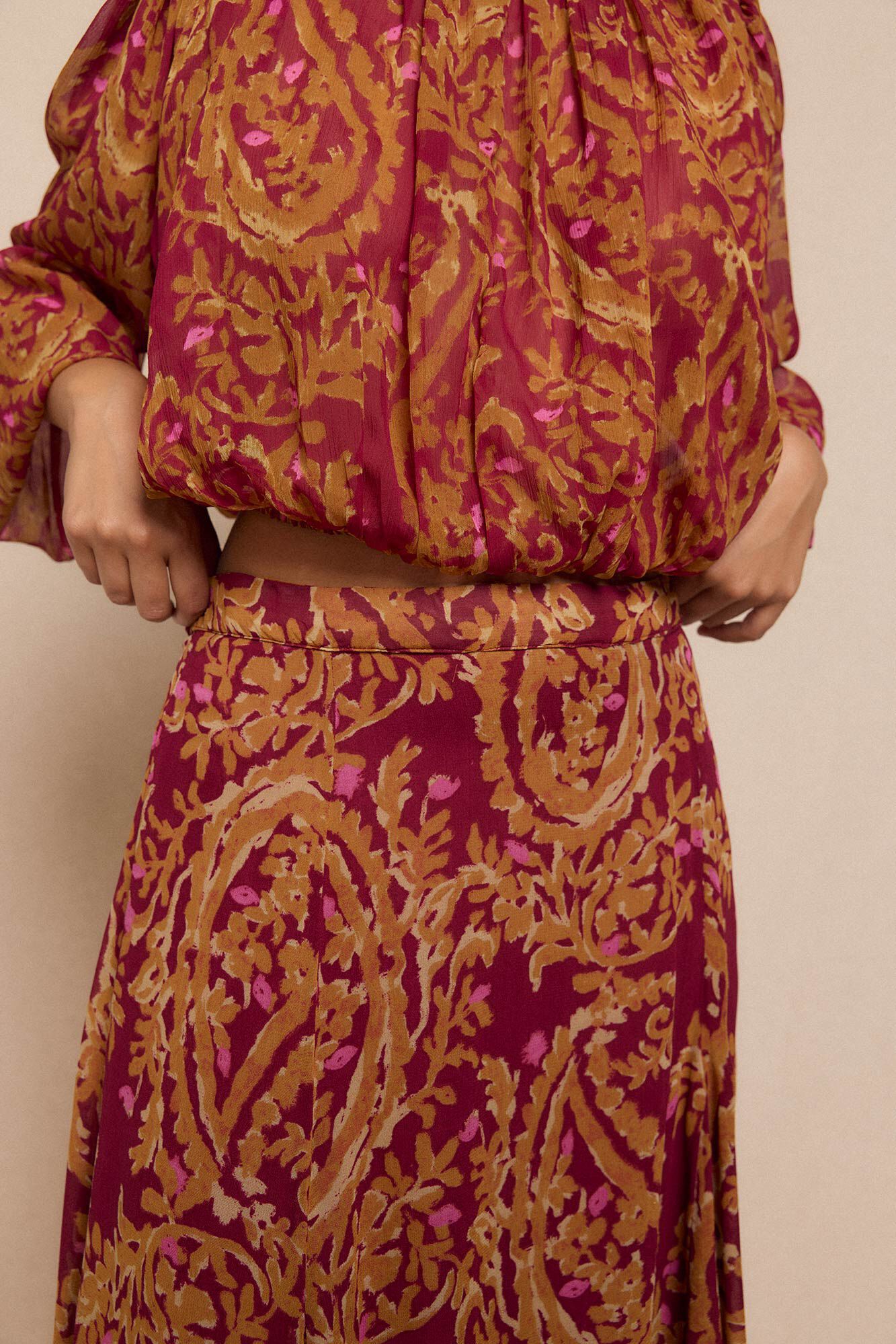 Slowlove Falda capa midi estampada