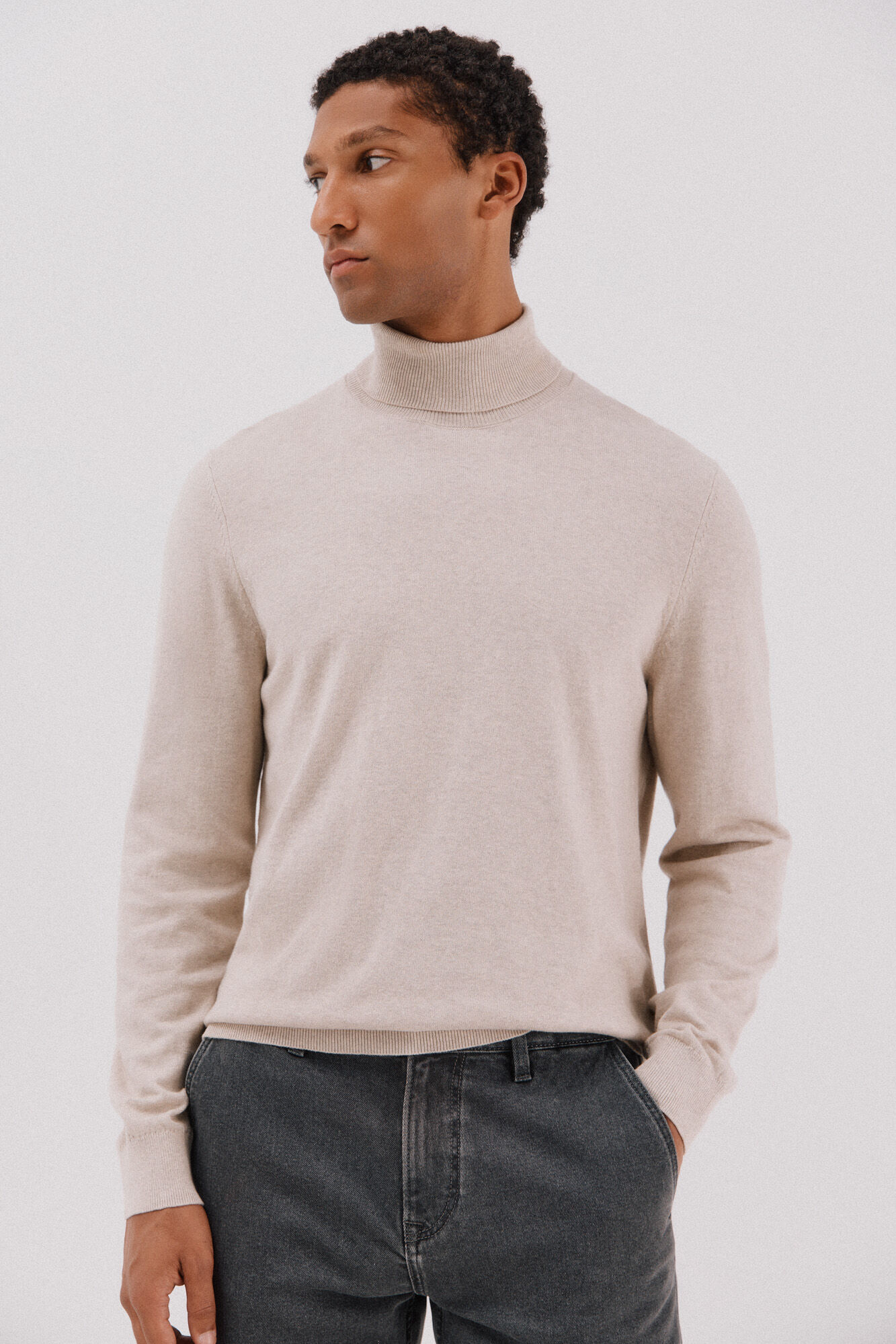 Cortefiel Jersey algod&oacute;n cashmere cuello alto