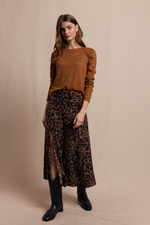 Slowlove Saia midi estampada Preto