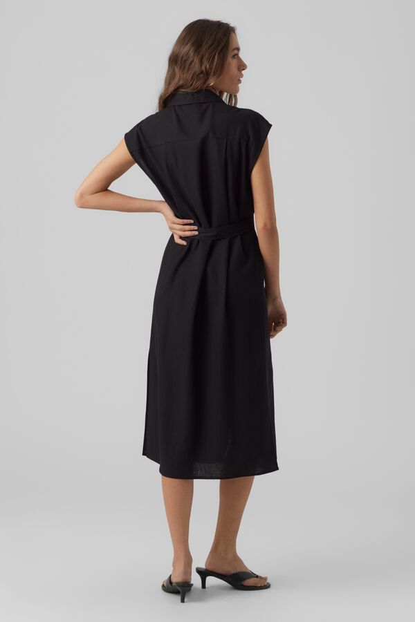 Vero Moda Vestido 7/8 camisero Black