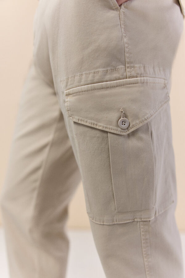 OOTO Slim fit cargo trousers Beige