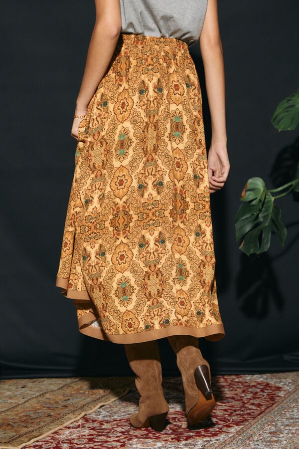 Slowlove Falda capa larga estampada Estampado amarillo