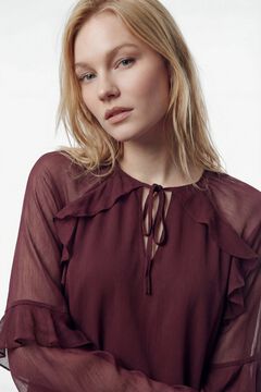 Vila Vestido corto de gasa con volantes