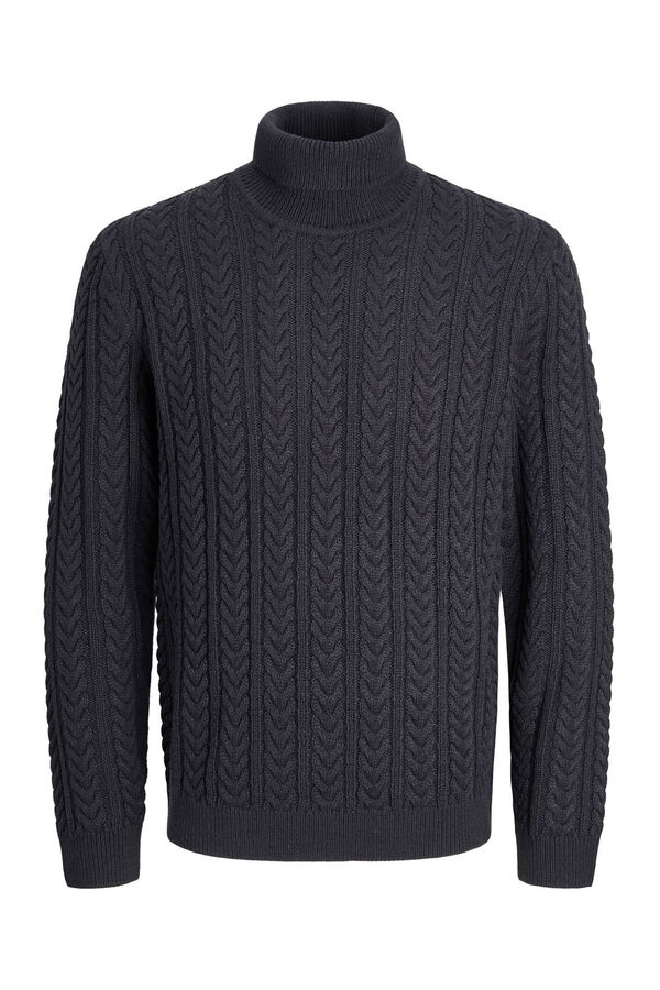 Jack & Jones Jersey de punto trenzado con cuello vuelto Azul marino