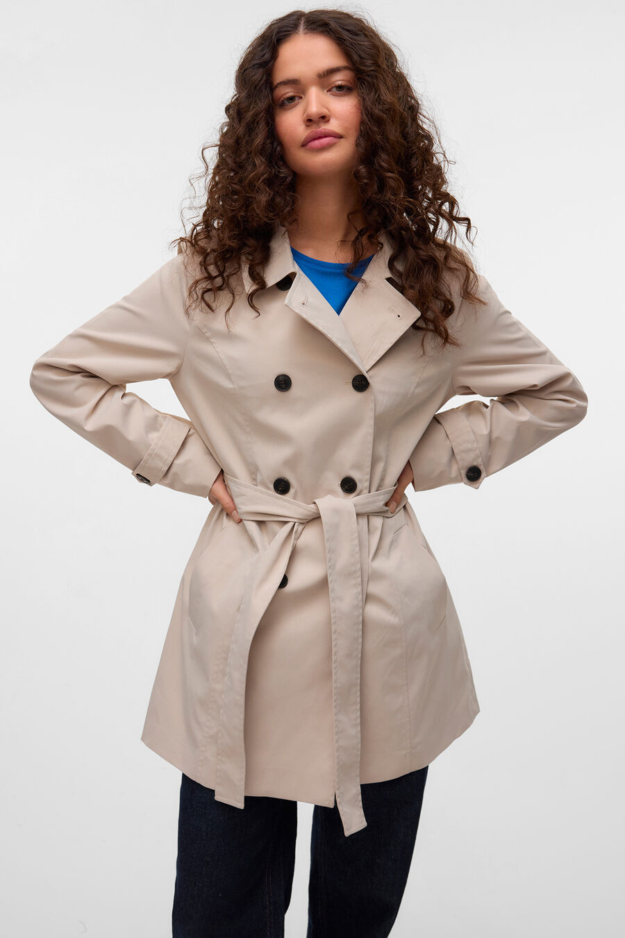 Gabardina 3/4 con cinturón mujer