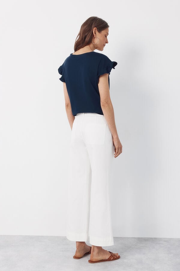 Cortefiel Pantalones Piping Blanco