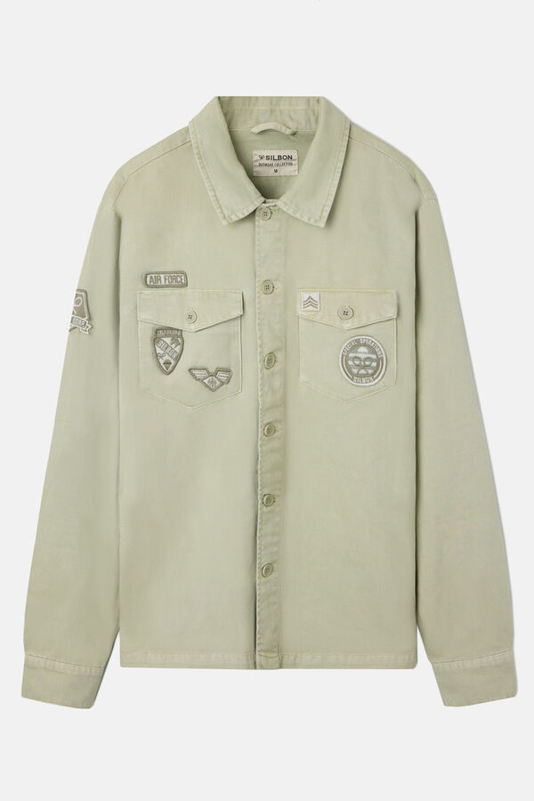 Silbon Sobrecamisa desgastada parches Green