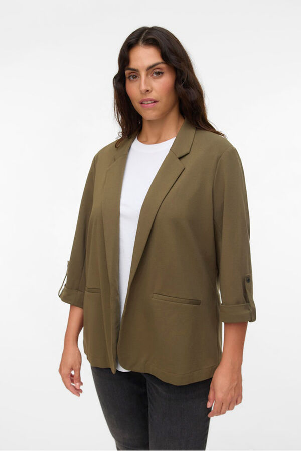 Vero Moda Curve Blazer feminino aberto com lapela grande Verde