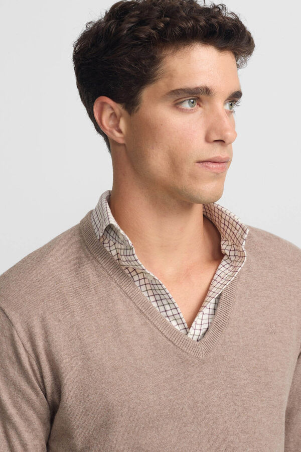 Silbon Jersey cuello pico retro Marrón