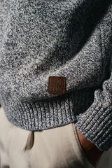 OOTO Su&eacute;ter de algod&atilde;o torcido com gola redonda Azul