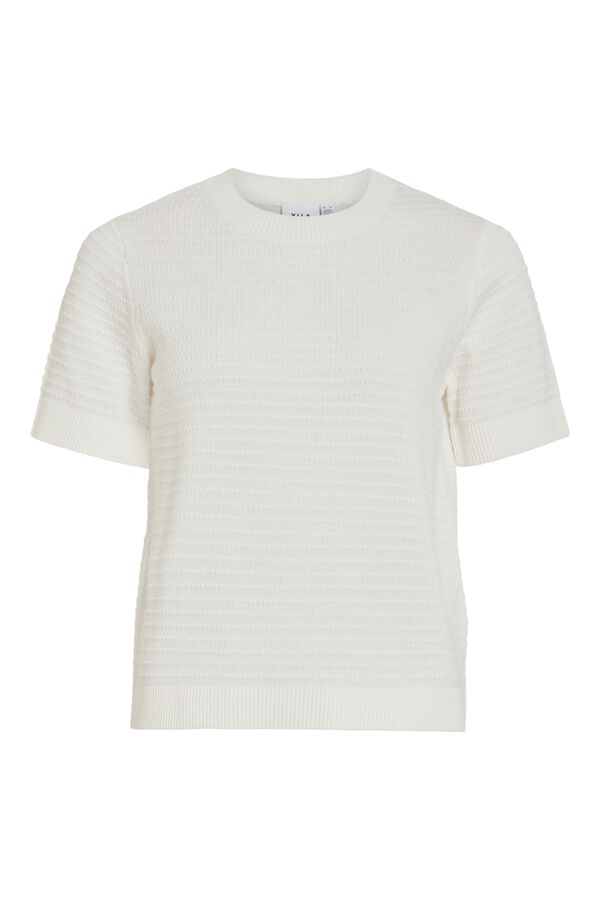 Vila Top de punto manga corta de algod&oacute;n org&aacute;nico Blanco