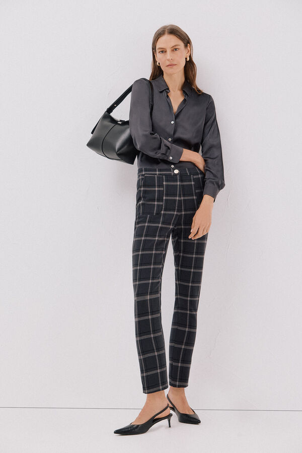 Cortefiel Camisa acetinada Cinzento