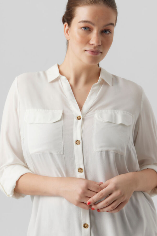 Vero Moda Curve Camisa manga 3/4 talla grande Blanco