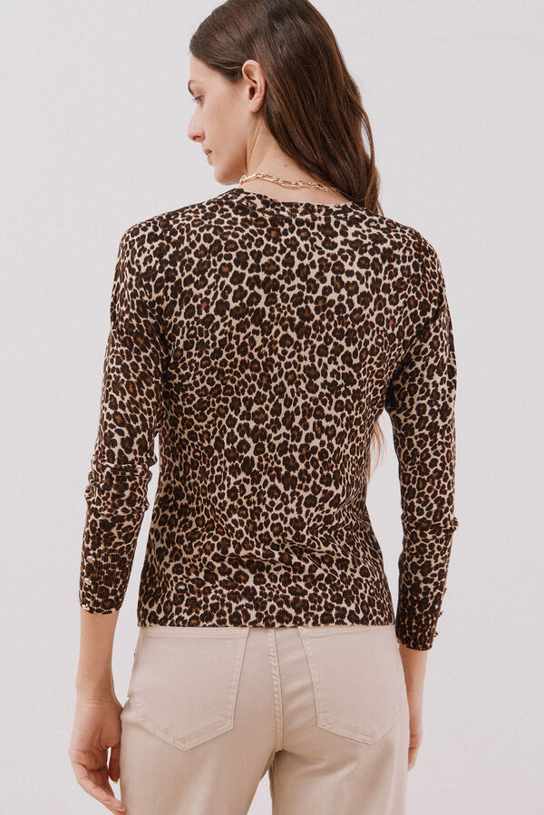 Cortefiel Jersey punto estampado Marrón oscuro