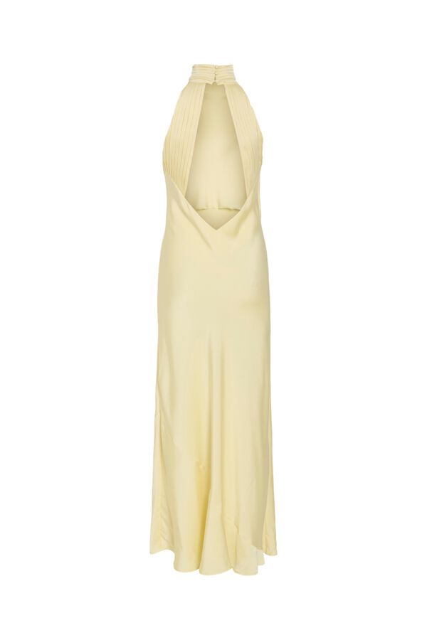 Vila Vestido largo cuello halter de fiesta Amarillo