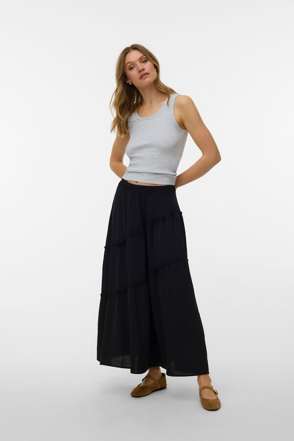 Vero Moda Falda midi con volantes Black