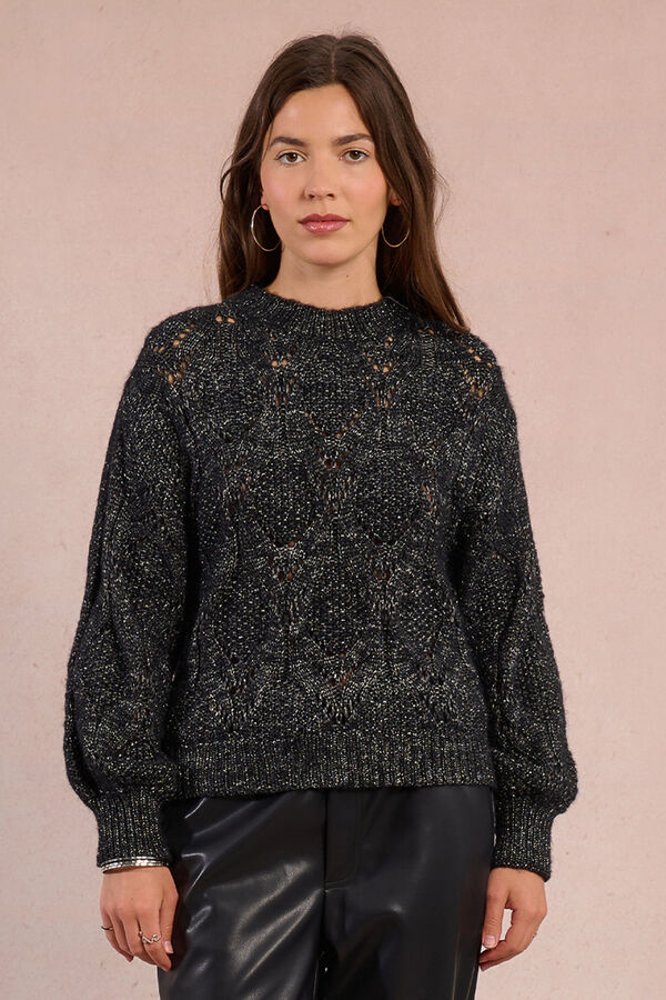 Molly Bracken Jersey de manga larga en punto calado Negro