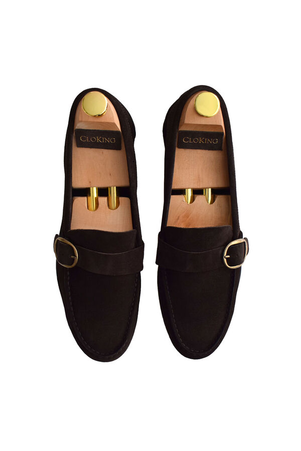Cloking Suede Buckle Loafer Shoe Brown