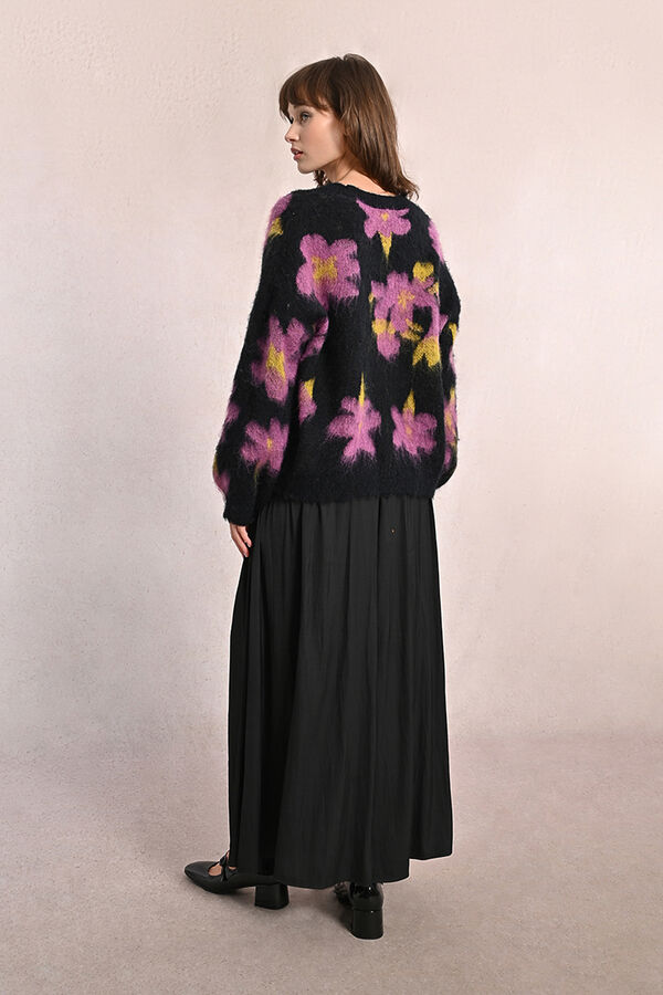 Molly Bracken Jersey de mujer de manga larga estampado flores Negro