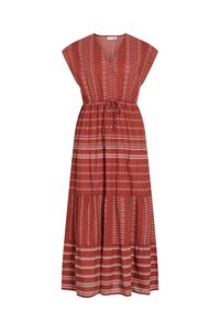 Vila Vestido midi de algod&oacute;n org&aacute;nico con estampado &eacute;tnico