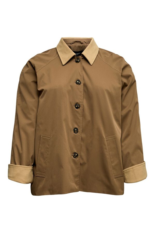 Vero Moda Curve Chaqueta cuello de contraste talla grande Marr&oacute;n