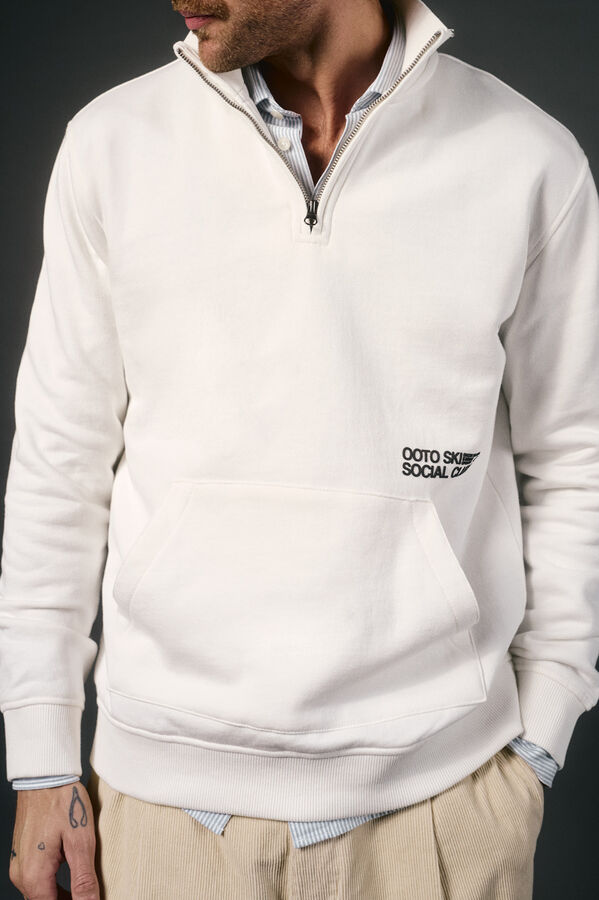 OOTO Sudadera cuello cremallera Blanco