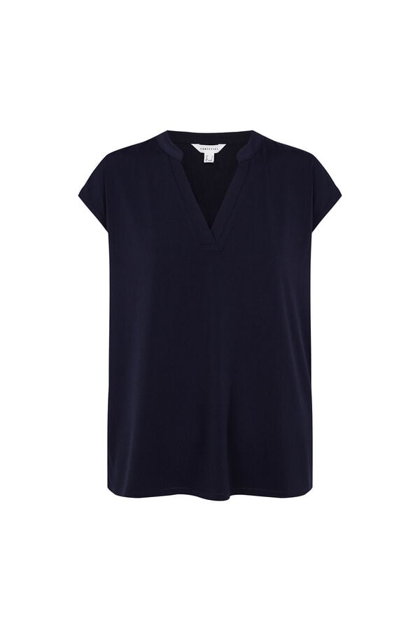 Cortefiel Basic stand-up collar T-shirt Blue