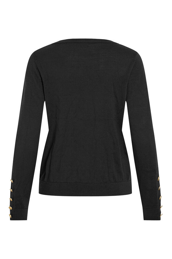 Vila Viscose jumper with buttons on the cuffs Black