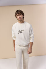 OOTO Sudadera logo cuello redondo Marfil