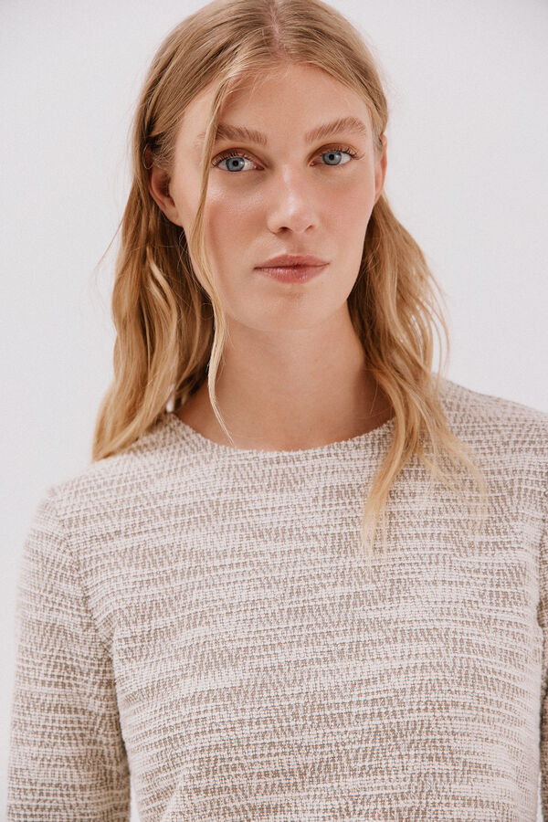 Cortefiel Vestido corto tweed Beige