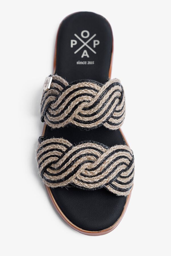 Popa Clicos jute flat sandal Black