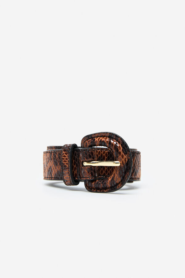 Cortefiel Cintur&oacute;n hebilla forrada Caqui