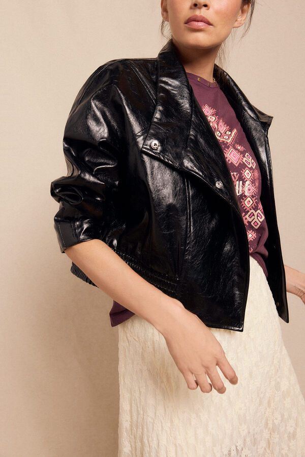 Slowlove Jaqueta com efeito pele brilhante Preto