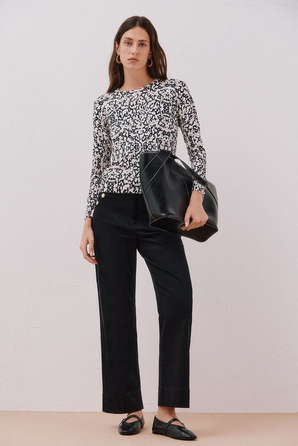 Cortefiel Jersey punto estampado Negro