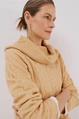 Cortefiel Wide neck sweater Yellow