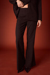 Slowlove Calça boca de sino com strass