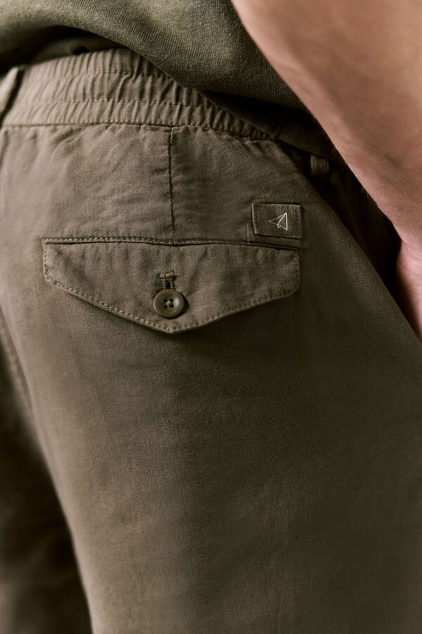 OOTO Pantal&oacute;n de lino-algod&oacute;n regular Kaki