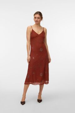 Vero Moda Vestido largo con dise&ntilde;o en relieve Marr&oacute;n