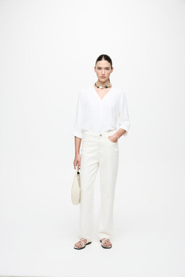 Vila Pantal&oacute;n vaquero recto con cintura alta Blanco