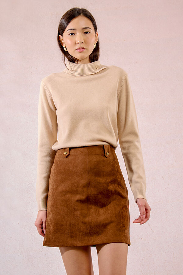 Molly Bracken Saia curta com efeito camur&ccedil;a Castanho